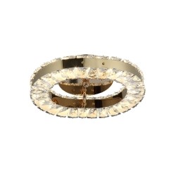 Plafon De Cristal C-Dorado Ovalado 3 Cambios Led